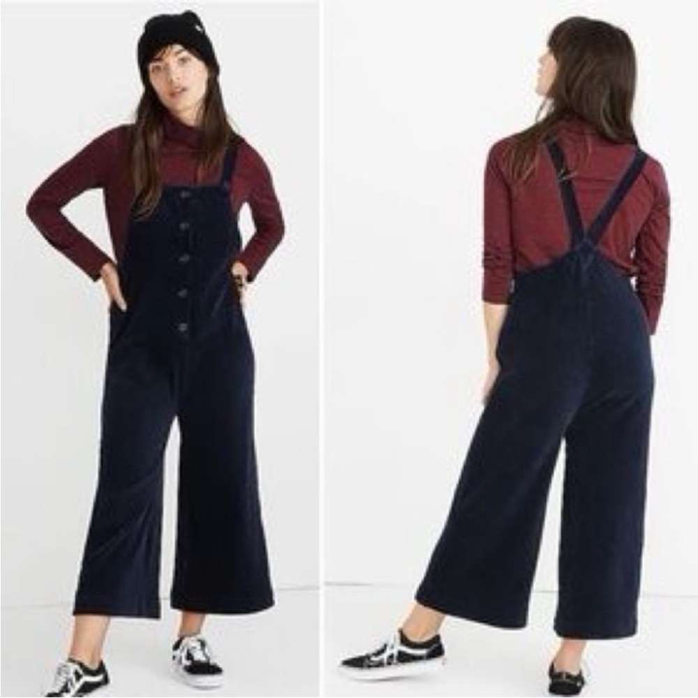 Madewell Women's Navy Blue Wide Leg Overalls